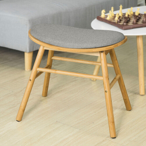 SoBuy Folding Bamboo Stool with Cushion 1