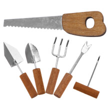 6Pcs Miniatyr Trädgårdsverktyg Trähandtag För Modell Älvgård