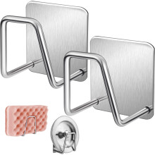Selbstklebender Schwammhalter für die Küchenspüle, einfache Montage ohne Bohren, platzsparend, Edelstahl SUS304 (2 Stück)