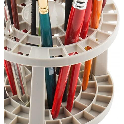 Artists' Haven: Brush Storage Holder, Adjustable Slots For Studio Organization, Universal Brush Compatibility, Easy Assembly 2