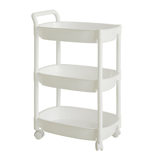 SoBuy White 3-Tier Plastic Trolley on Wheels