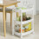 SoBuy White 3-Tier Plastic Trolley on Wheels 4