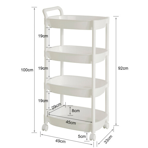 SoBuy White 4-Tier Plastic Serving Trolley 2