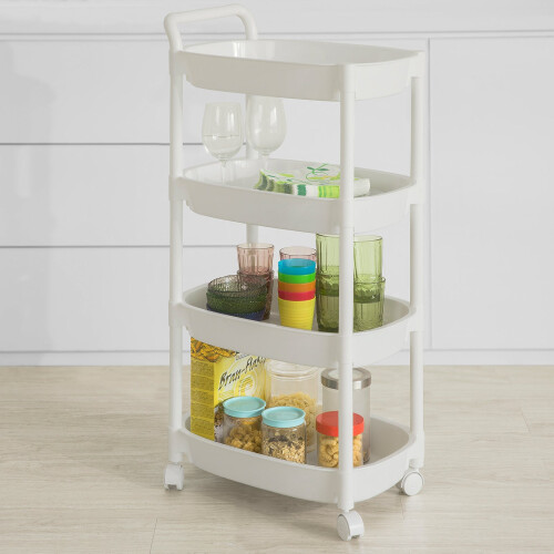 SoBuy White 4-Tier Plastic Serving Trolley 1