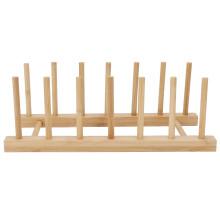 Herbruikbare houten houder voor bekers met brede opening, innovatief en stijlvol ontwerp, geschikt voor een schoon aanrecht.