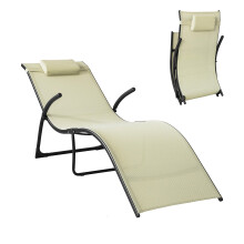 SoBuy Foldable Sun Lounger Chair - White/Beige