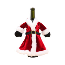 Elegante kerstwijnfleshoes, fluwelen wijnflesrok voor rode wijnflessen, ademende stof met schattig kerstmanontwerp, perfecte hol