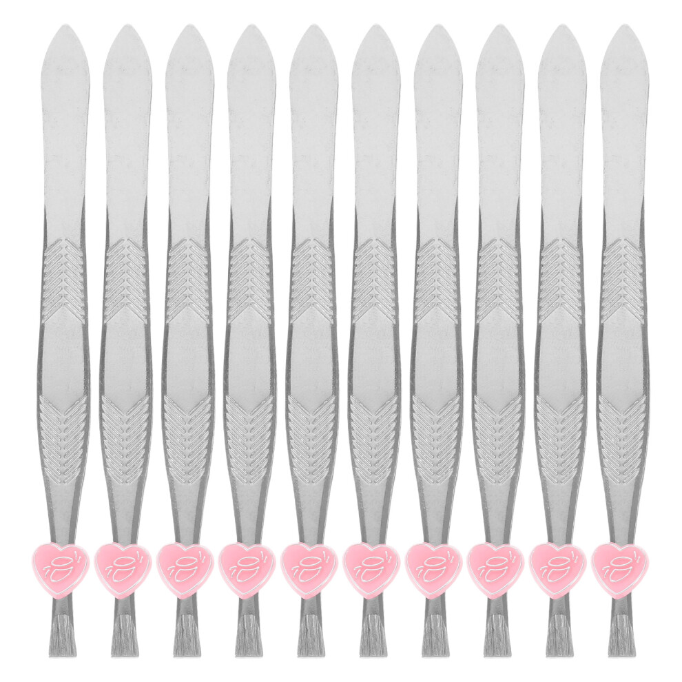Ohphcall 24Pcs Stainless Steel Arrow Heart Buckle Eyebrow Tweezers