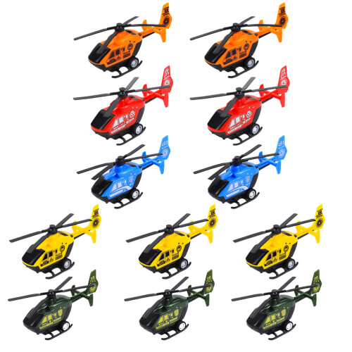 12Pcs Children Airplanes Pull Back Power Helicopter Toys