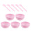 10 Cristal Barro Plástico con 10 Cucharas Rosa 3