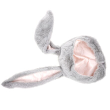 Rabbit Headwear Cartoon Plush Hat With Movable Ears Grey