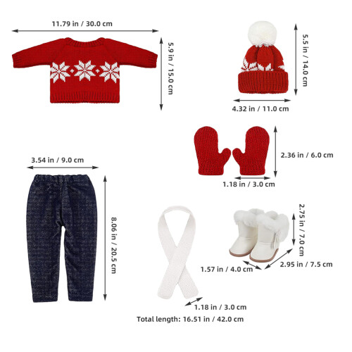 Conjunto Roupa De Natal Para Com Suéter, Lenço E Chapéu 1