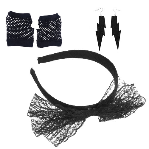 Headband De 80 Com Neon E Luvas Sem Preto 2