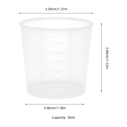100 Unidades 30Ml Graduados Plástico Transparente Para Misturar 1