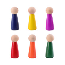 1 Set 6Pcs Träfigurer Handgjord Peg Doll Leksak För Barn