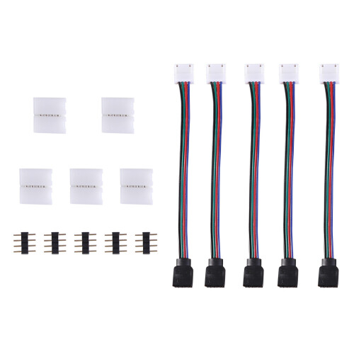 Conjunto Conector Faixa Led Rgb 4 10mm Adaptador Controlador 1