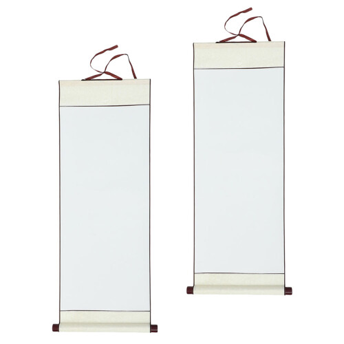 2Pcs Chinese Calligraphy Scroll Paper Hanging Painting