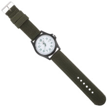 Man Kvarts Armbandsur Vävt Nylon Ljusgrönt Kalender