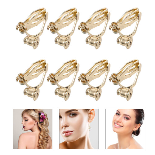 8Pcs Clip-On Örhängesbas -Genomstuckna Örhängesklockor Diy 2