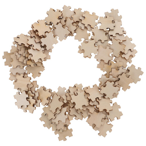 100Pcs Träskivor Pusselbitar Lekmaterial Utbildningsmaterial För Barn