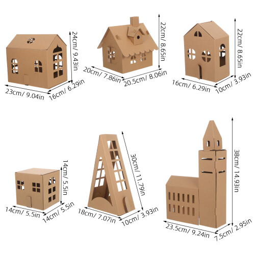 6Pcs Papphus För Barn: Diy Miniatyrstuga Av Papper 1