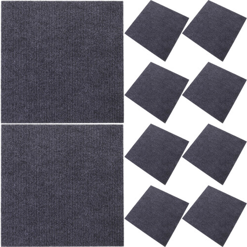 Removable Floor Tile Decals Dark Grey Easy To Clean 10pcs 1