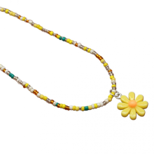 Daisy Seed Bead Short Sunflower Necklace Summer Rice Bead Necklace Jewelry8
