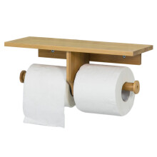 SoBuy Bambusowa półka ścienna na papier toaletowy
