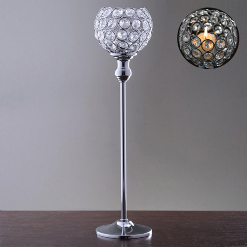 Crystal Votive Candlesticks Tea Light Crystal Romantic Candle HoldersSilver