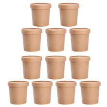 25 Set Engångssoppblandar Med Lock Sopbehållare Grötskålar (Khaki)