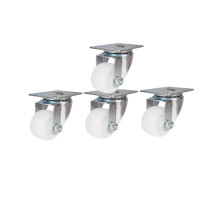 2Inch Nylon Caster Wheels Pack of 4, White Silent WearResistant Casters for Cabinets, Shelves, Toolbox, Cart
