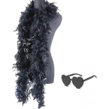 Feather Boas With Heart Rimless Sunglasses4 Ft Feather Boa For Bachelor Party Halloween Christmas Costume AccessoryBlack