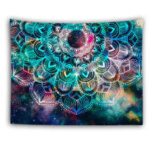 Tapiz mandala encantador, tela de poliéster grande con un diseño único de cielo estrellado para decoración bohemia con impresión ecológica.