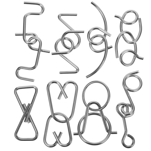 1Sats Silver Metall Hjärnpussel Leksak Utmanande Interlocking 2