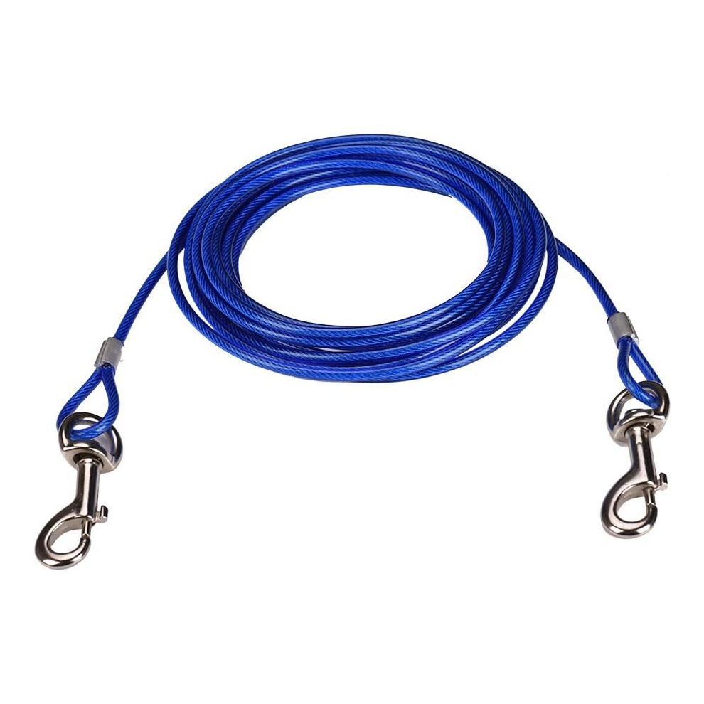 Chew Resistant Pet Tether Cable, Double Ended For Easy Attachment With Reflective Stake For Outdoor Adventures (33Ft, ) Blue