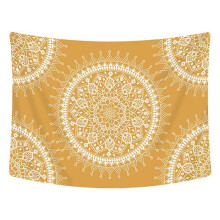 Tapeçaria Mandala Boêmia Sensacional, Estampa de Arte Indiana com Medalhão Floral para Decoração de Quarto, Dormitório e Casa, Tecido Super
