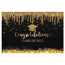 Fondo de tela profesional para fotografía de graduación con el mensaje "Felicitaciones", duradero y resistente al desgaste para un uso prolongado.