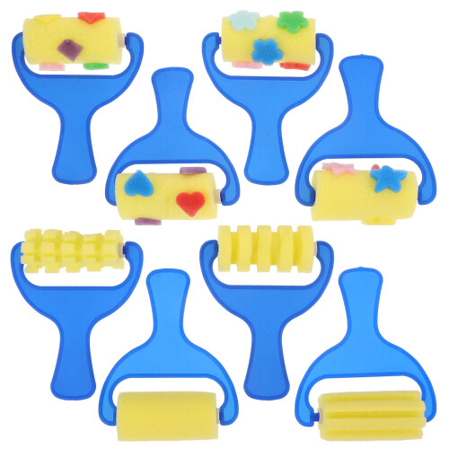 2 Set Kinder Sponsborstel met 4 Roller en 4 Afdrukborstels per Set 1