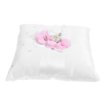 20X20Cm Embellished Wedding Ring Pillow With Pearl Flower Decor