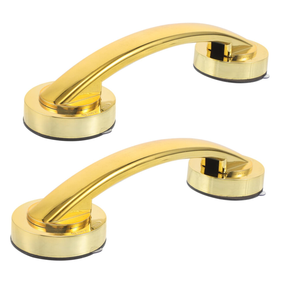 Gold Suction Cup Grab Rail 2Pack Nodrill Adhesive Bathroom Safety Handles For Seniors Glass Tile Mirror
