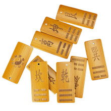 9Pcs Wood Divination Tool Bagua Fengshui Chinese Cards