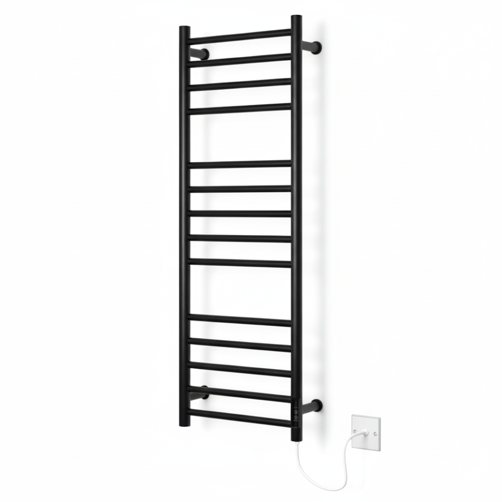 (300Mm) Larne Dry Electric Black Stainless Steel Towel Rails 5065000316716