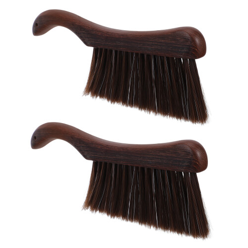 2Pcs Brown Hearth Sweeper Brush with Ergonomic Handle for Fireplace
