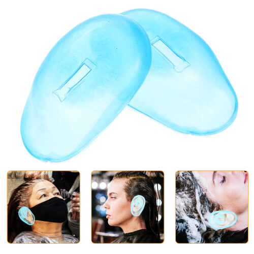2Pcs Blue Silicone Ear Protector Cover For Hair Dye 2