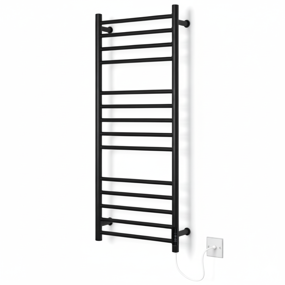 (400Mm) Larne Dry Electric Black Stainless Steel Towel Rails 5065000316723