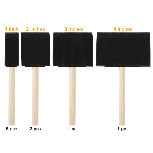 Conjunto De 10 Pincéis Planos Com Espuma, Inclinada, De 1