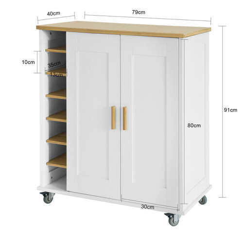 SoBuy Credenza con ruote in bambù 79x40x91cm 2