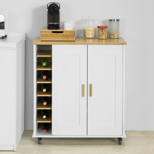 SoBuy Credenza con ruote in bambù 79x40x91cm 1