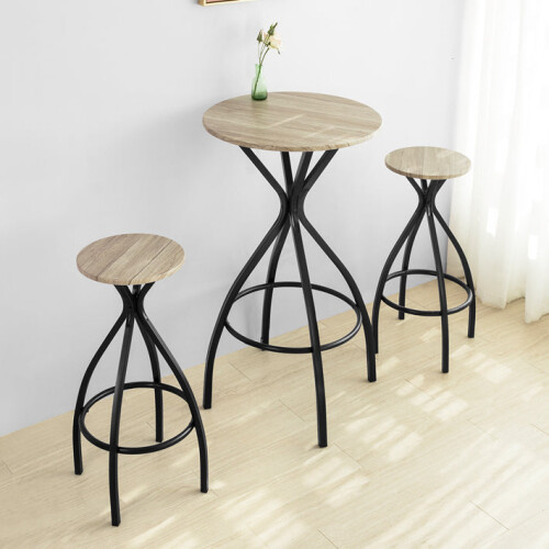 SoBuy Set Table de Bar + 2 Tabourets Bistrot 1