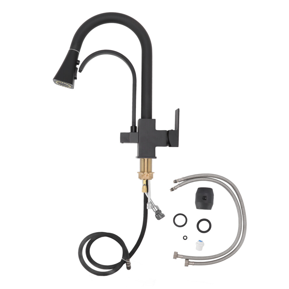 Brass Pull Down Kitchen Faucet, Commercial Grade Kitchen Sink Tap With Easy-To-Operate Side Switch For Instant Mode Change, Solid Brass For Unmatched 9061222328267